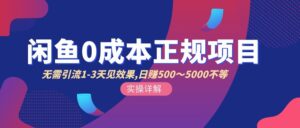 闲鱼零成本无货源正规项目日收益500-5000-个人经验技术分享