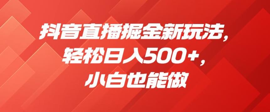 抖音直播掘金新玩法，轻松日入500 ，小白也能做【揭秘】