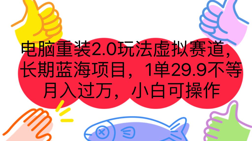 图片[1]-电脑重装2.0玩法虚拟赛道，长期蓝海项目 一单29.9不等 月入过万 小白可操作-阿灿说钱