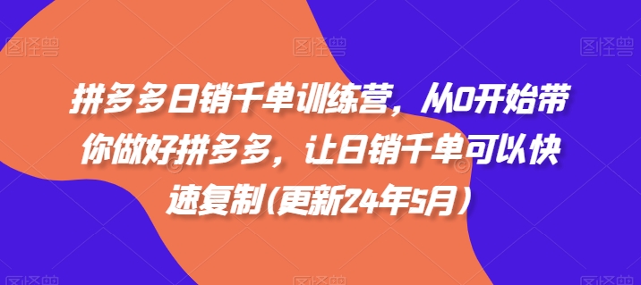 图片[1]-拼多多日销千单训练营，从0开始带你做好拼多多，让日销千单可以快速复制(更新24年5月)-个人经验技术分享