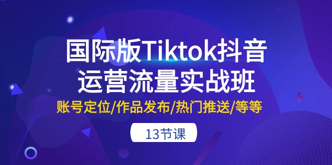 图片[1]-国际版Tiktok抖音运营流量实战班：账号定位/作品发布/热门推送/等等-13节-个人经验技术分享