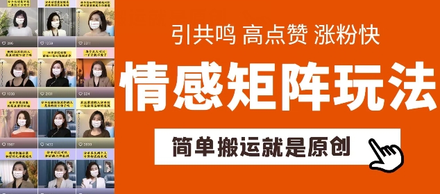 图片[1]-简单搬运，情感矩阵玩法，涨粉速度快，可带货，可起号【揭秘】-个人经验技术分享