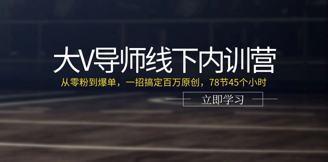 图片[1]-大V导师线下内训营：从零粉到爆单，一招搞定百万原创，78节45个小时-个人经验技术分享