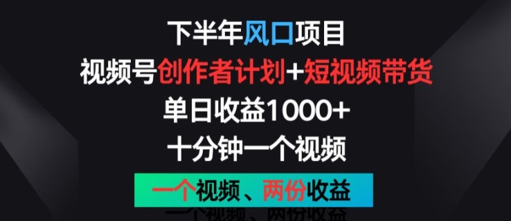 图片[1]-下半年风口项目，视频号创作者计划+视频带货，一个视频两份收益，十分钟一个视频【揭秘】-个人经验技术分享