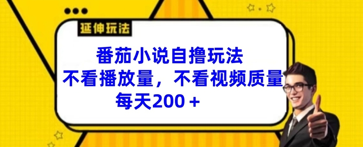 图片[1]-番茄小说自撸玩法，不看播放量，不看视频质量，每天200+【揭秘】-个人经验技术分享