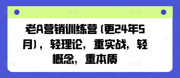 图片[1]-老A营销训练营(更24年6月)，轻理论，重实战，轻概念，重本质-个人经验技术分享