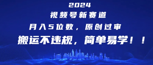 图片[1]-2024视频号新赛道，月入5位数+，原创过审，搬运不违规，简单易学【揭秘】-个人经验技术分享