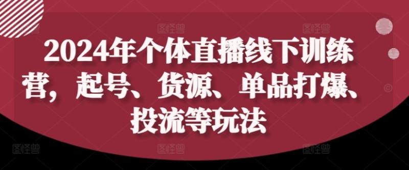 图片[1]-2024年个体直播训练营，起号、货源、单品打爆、投流等玩法-个人经验技术分享