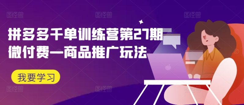 图片[1]-拼多多千单训练营第27期微付费—商品推广玩法-个人经验技术分享