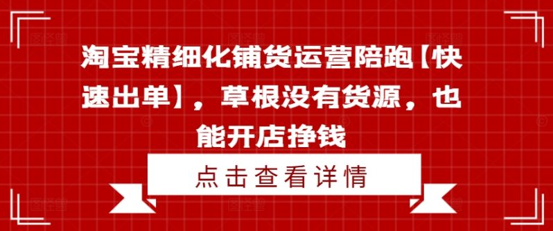 图片[1]-淘宝精细化铺货运营陪跑【快速出单】，草根没有货源，也能开店挣钱-个人经验技术分享