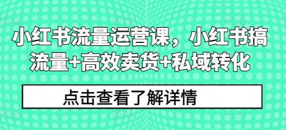 图片[1]-小红书流量运营课，小红书搞流量+高效卖货+私域转化-个人经验技术分享