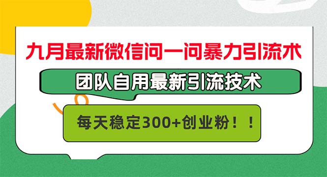 图片[1]-九月最新微信问一问暴力引流术，团队自用引流术，每天稳定300+-个人经验技术分享