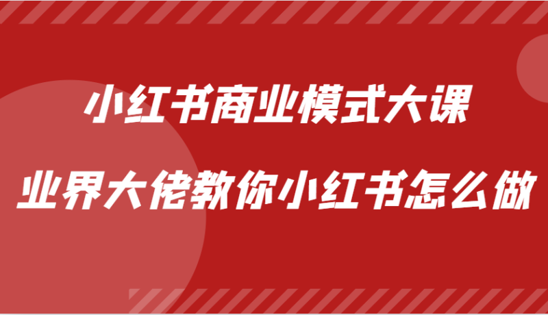 图片[1]-小红书商业模式大课，业界大佬教你小红书怎么做【视频课】-个人经验技术分享