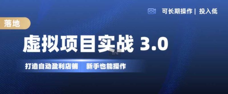 图片[1]-虚拟项目实战3.0，打造自动盈利店铺，可长期操作投入低，新手也能操作-个人经验技术分享