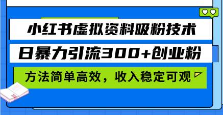 图片[1]-小红书虚拟资料吸粉技术，日暴力引流300+创业粉，方法简单高效，收入稳…-个人经验技术分享