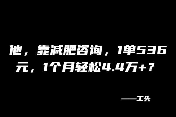 图片[2]-他，靠减肥咨询，1单536元，1个月轻松4.4万+？-个人经验技术分享