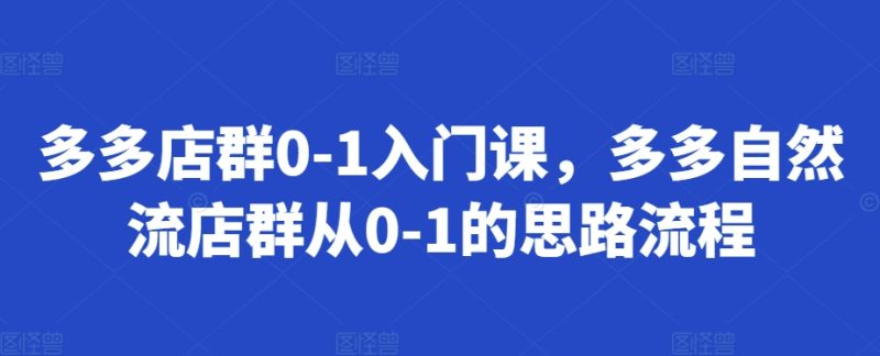 图片[1]-多多店群0-1入门课，多多自然流店群从0-1的思路流程-个人经验技术分享