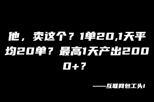 图片[2]-他，卖这个？1单20,1天平均20单？最高1天产出2000+？-个人经验技术分享